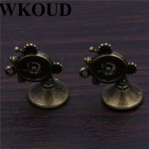 WKOUD 10pcs Bronze Color retro stage clock series earrings necklace pendants DIY jewelry accessories
