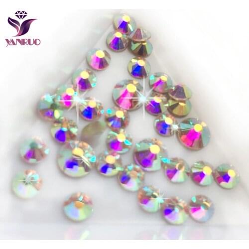 YANRUO 2058NoHF Crystal AB Rhinestone for Nails Art Crafts DIY Strass Stones and Crystals Glass Rhinestones Dress Marking