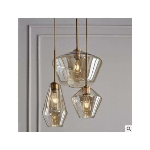 Amber transparent glass chandelier simple modern cafe bar tea restaurant chandelier