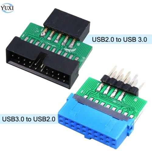 YuXi 1pc USB 3.0 20pin / 19 pin to USB 2.0 9pin female to male converter adapter Chassis Front