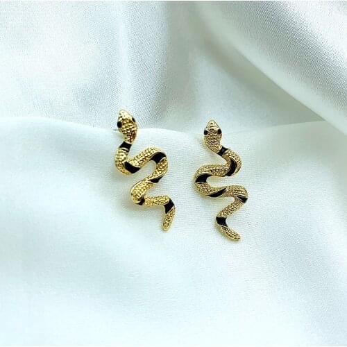 JOUVAL Little Snake Earrings Stud Earings For Women Gold Color Animal Earring Brincos Female Punk Gothic Fashion Jewelry 2021