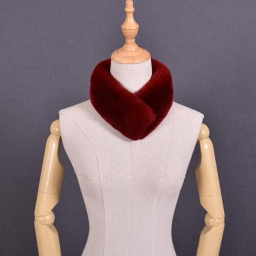 Womens autumn and winter thermal Rex Rabbit Fur Neck Ring muffler scarf pullover female collars