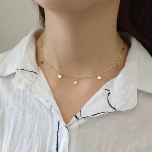 Real 925 Sterling Silver Boho Bright disc Choker Necklace Fine Jewelry For Fashion Women Party Personality Accessories