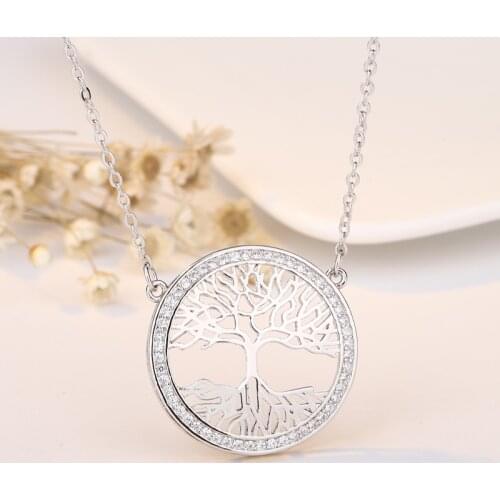 Pure Silver Charm Necklaces For Women Tree Life Pendant & Necklace Chain Choker Collier Femme 2021 New Jewelry Accessorie Bijoux