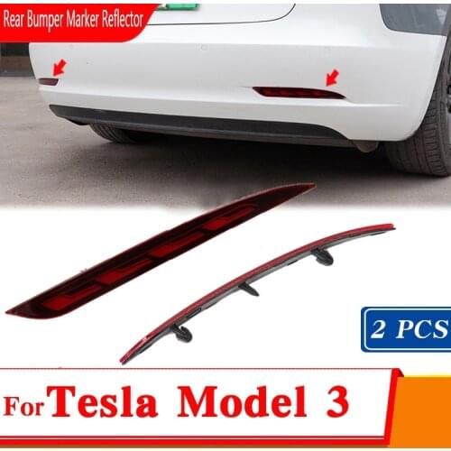1Pair Left & Right Rear Bumper Marker Reflector Red Rear Bumper Lights Assembly for Tesla Model S 2014-2020