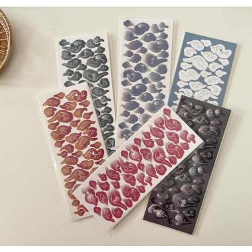 1Pc Japanese Retro Gradient Lucky Clouds Laser Stickers Scrapbooking Hand Account Decoration Stationery Sticker School Suppliesr