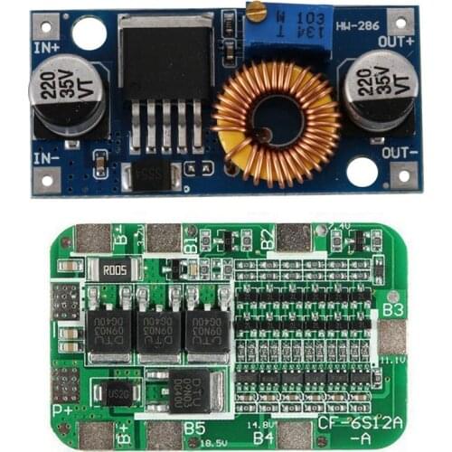 1Pcs High Power 5A Xl4005e1 High Efficiency Dc-Dc Output Adjustable Step-Down Power Module Up To 2596 & 1Pcs 6S 15A Pcb Bms Prot