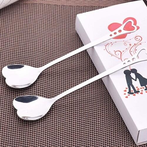 10Pcs/pack Dessert Sugar Stirring Spoons Teaspoon Kitchen Accessories Heart Shape Dinnerware Coffee Spoon Stainless Steel