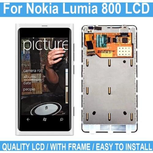 3.7" New LCD For Nokia Lumia 800 Display Touch Screen Digitizer Assembly Replacement For Nokia N800 Repair Parts With Frame