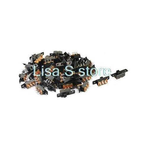 50pcs SPDT 2 Position 3 Terminals Panel Mount Horizontal Slide Switch SS-12F16 Knob Height 4mm 5mm 6mm