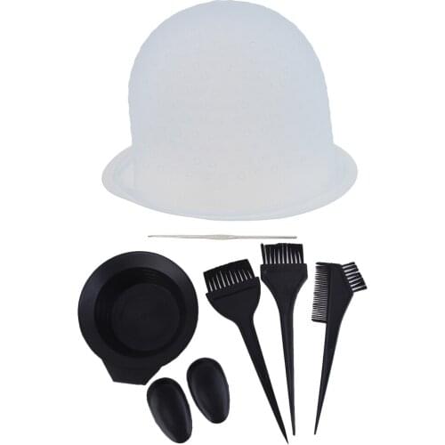 6Pcs Salon Hair Color Dyeing Bowl Comb Brush Tipping Cap Set Highlighting Tinting Tools Kit