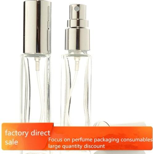 8ML Perfume Refillable Bottle Bright Silver Nozzle Transparent Glass Portable Travel Packaging Empty Cosmetic Containers