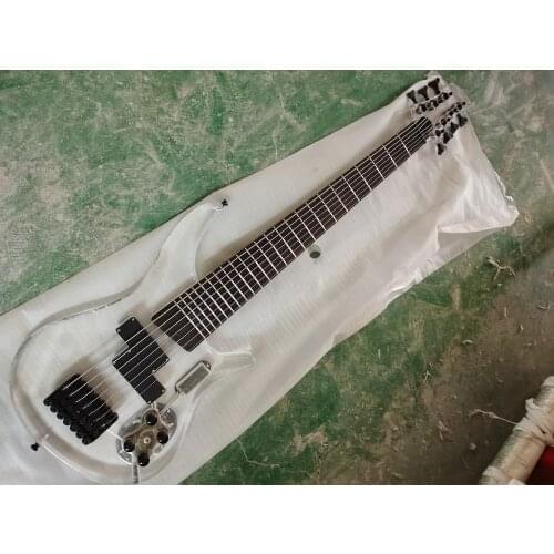 Shelly New Store Factory Custom Acrylic LED Body with Headstock 7 Strings Bass Black Slip Tremolo 24 Frets Electric Bass Guitar