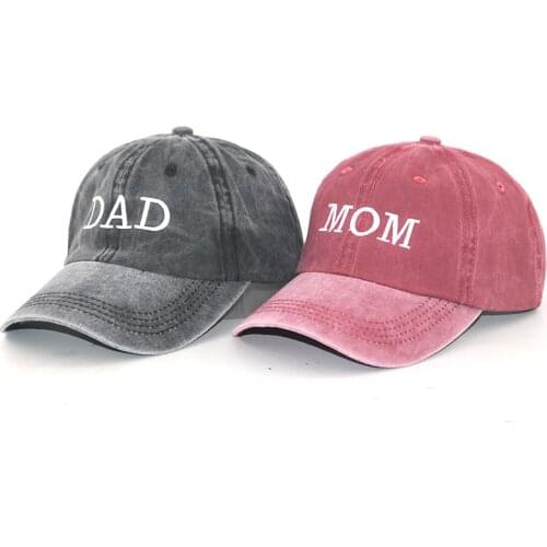 100% cotton washed embroidery MOM DAD hat distressed fashion baseball cap men women couple snapback panama hat