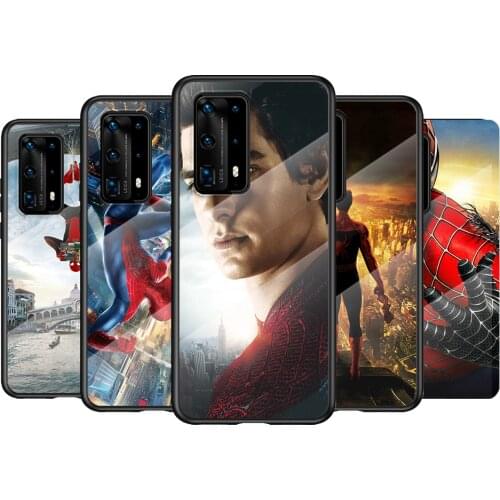 Tempered Glass Cover Marvel Spider Hero For Huawei P40 P30 P20 P10 Pro Plus Lite 5G 2019 Phone Case