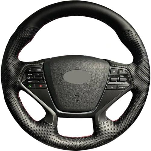 Car Steering Wheel Cover For Hyundai Sonata 9 2015-2017 (4-Spoke) Customize DIY Steering Wrap Microfiber Leather Hand Sewing