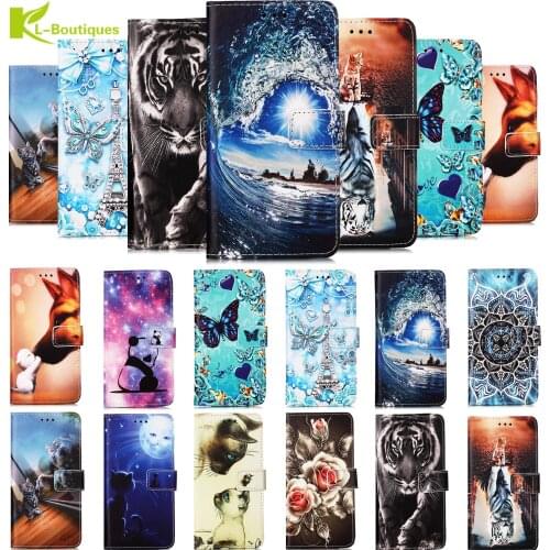 S21 FE Case For Samsung Galaxy S21 S20 FE Ultra S10E S9 S8 Plus Note 20 Ultra Case Cartoon Animal Painted Flip Leather Coque
