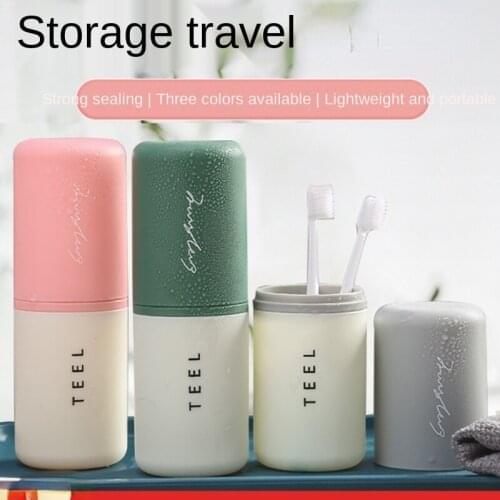 Travel Toothbrush Mouthwash Cup Portable Cylinder Cup Simple Dental Box Plastic Brushing Cup Wash Kit Collection Box