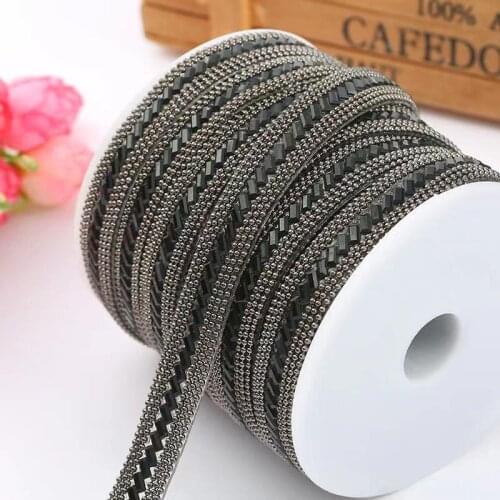 Hotfix Rock Diamond Crystal Ribbon Trimming 9MM Width Rhinestone Chain Tape Fabric Applique Banding for Accessories
