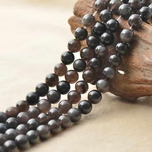 Joanlyn Grade A Natural Ice Obsidian Beads NOT Dyed 4mm-14mm Smooth Polished Round 15 Inch Strand OB18