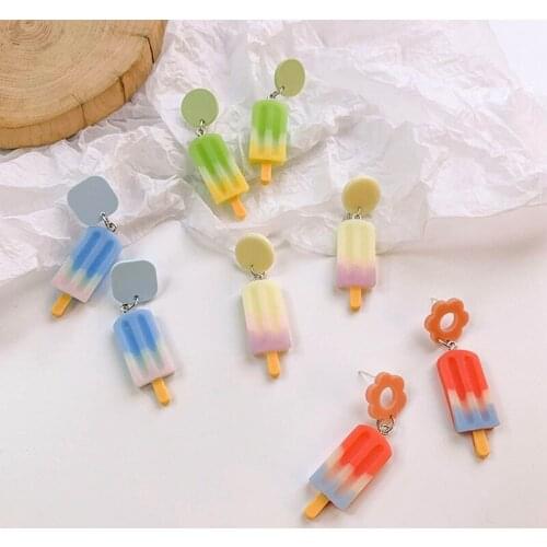Summer Refreshing Color Lollipop Simple Fresh Earrings Fashion Creative Emulational Ice Cream Funny Eardrop Sweet Cute Jewelry
