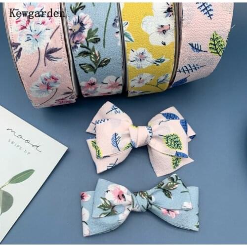 Kewgarden Wholesale Printed Floral Chiffon Ribbons 25mm 1" Handmade Tape DIY Bowknot Satin Ribbon Riband 25 Yards