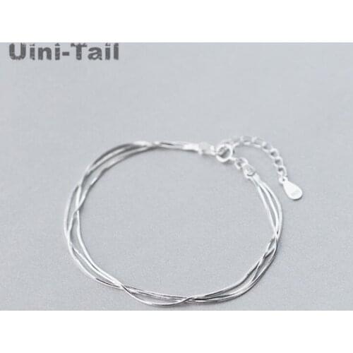 Uini-Tail hot 925 sterling silver simple three-layer snake bone bracelet female fashion multi-layer jewelry small fresh GN244