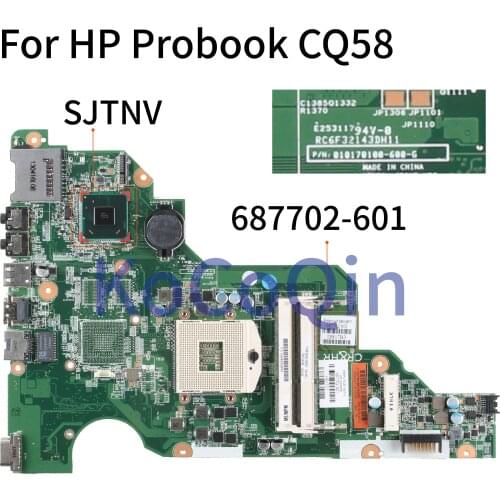 KoCoQin Laptop motherboard For HP Probook CQ58 650 B730 HM70 Mainboard 010170100-600-G 687702-501 687702-601 687702-001 SJTNV