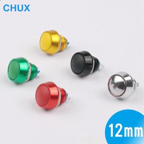12mm Metal Push button Switch Momentary Oxidation Screw Welding Foot Red Green Yellow Blue Black Metal ON OFF Switch