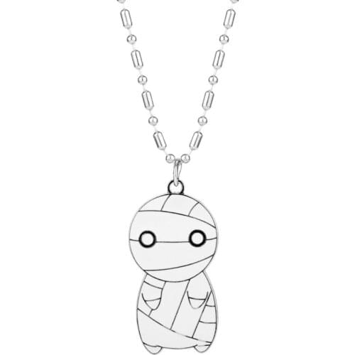 Kawaii Mummy Figure Necklace Charm Chain Accessories Toys Shield Colar Women Men Halloween Gifts