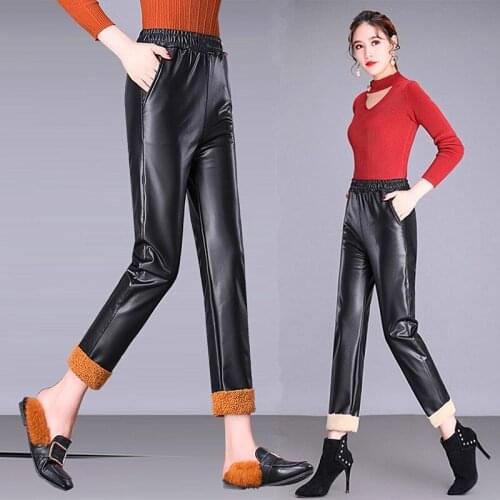 Fashion Womens Leggings Culottes Sexy Casual Cashmere Pu Leg Warmer Plus Size Leggins Pants Trousers Womans Leggings