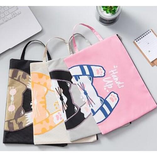 Cartoon Portable Zipper Document Bag, Oxford Cloth File Folders, A4 Size, for Office Supplies, Multipurpose Travel Bag