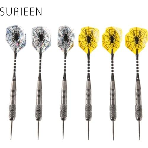 3 Pcs 26g Steel Needle Tip Tungsten Steel Darts Set With Brass Barrel & Aluminum/Plastic Shafts & Nice Spider Flights & Dart Box