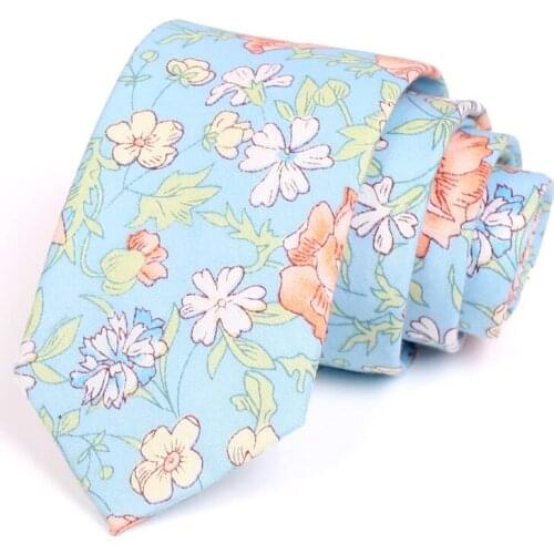 New Design High Quality Floral Print Tie 7CM Cotton Neck Tie Fashion Wedding Party Ties For Men Business Suit Work Necktie