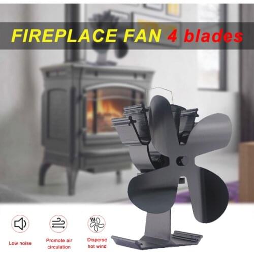 New Upgrade New 4-Blade Heat Powered Stove Heater Fan Black/Silver/Gold For Wood Burning Log Burner Fireplace Silent 230CFM