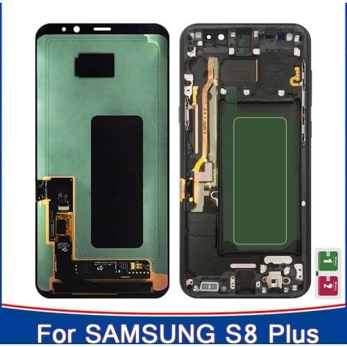 100% ORIGINAL S8 LCD Replacement for SAMSUNG Galaxy S8 G950 G950F Display S8 Plus G955 G955F Touch Screen Digitizer With Frame