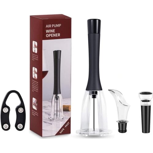 Wine Bottle Opener Air Pressure Pump Cork Remover Corkscrew Vacuum Stopper Red Wine Pourer Foil Cutter Set Kichen Accessories