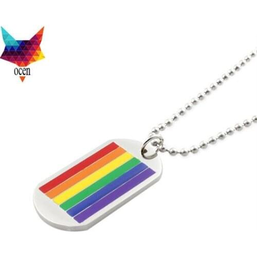 Rainbow Lesbian Gay Pride Victory Stainless Steel LGBT Fancy NICE Quality Pendant NECKLACE 6pcs/lot