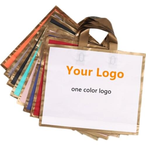 50Pcs/lot Custom Logo Thick Large Plastic Bags Matte Shopping Jewelry Packaging Bags Plastic Gift Bag With Handle Free Design