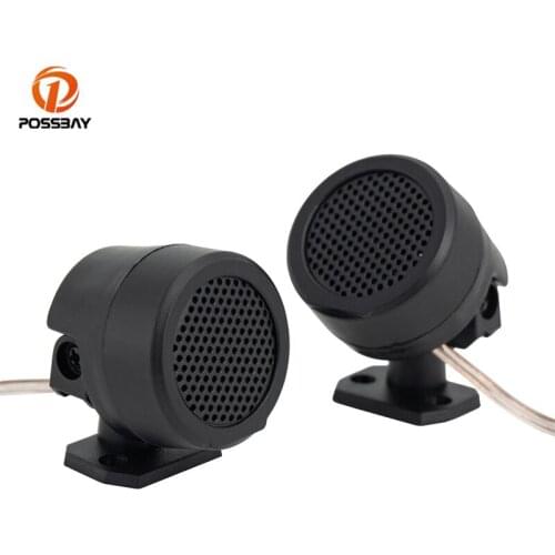 POSSBAY 1 Pair Car Tweeters High Efficiency Black Dome Speakers Auto Horn Audio Stereo Speakers 12V for Car Audio System