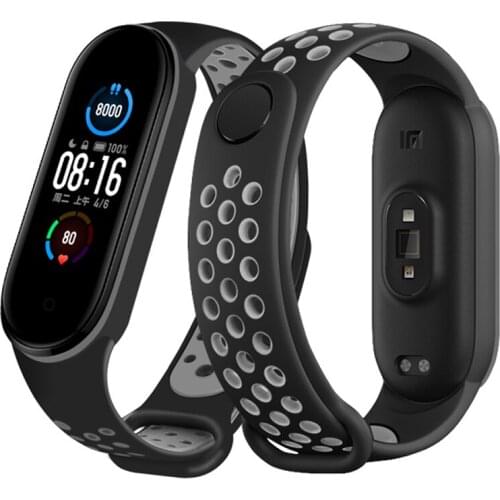 For Xiaomi Mi Band 6 Strap Silicone Double Color Breathable Wristband Miband 5 Band6 Band5 Miband5 Miband6 Smartband Accessories