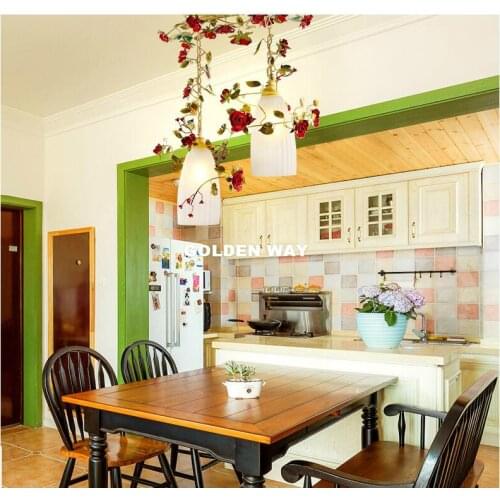 Floral Rose Pendant Lamp 1/2/3L Dining Room Living Room Kids Room Girl Room Deco Chandelier Lamp Pink Lampshade Home Decoration