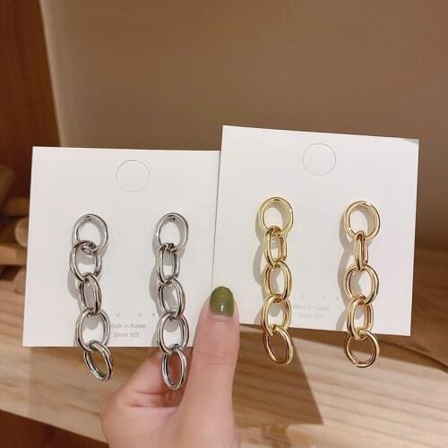 Adolph Link Chain Gold Long Drop Earrings For Women Boho Geometric Metal Simple Fashion Earrings Trendy Brincos Jewelry 2020 New