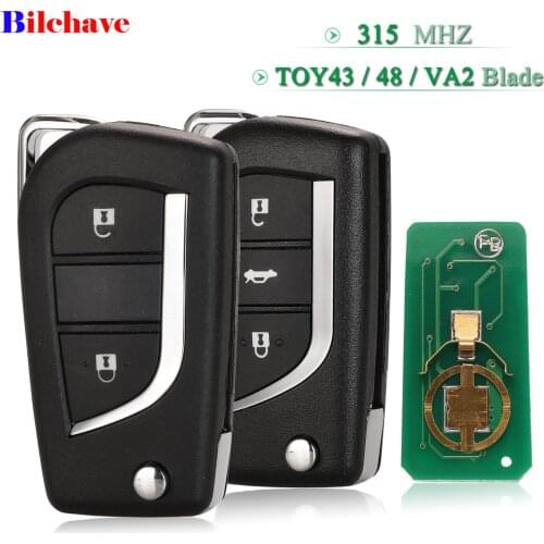 Bilchave 2/3 Buttons 315Mhz H-8A Chip Flip Remote Car Key Folding For TOYOTA Corolla RAV4 Levin Camry Reiz Highlander