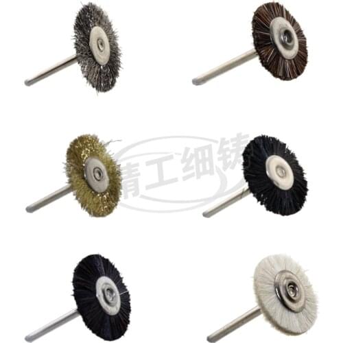 Shanke 2.35mm steel brass wire cloth bristle Brushes polishing wheel for dremel drill dia 22mm jewelry dental tools