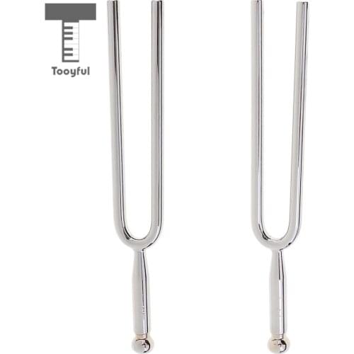 Tooyful Set of 2 Tunable 442Hz A Tone Silver Stainless Steel Tuning Fork for Violin Guitar Piano Tuner Instrument Accessory