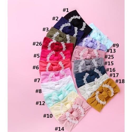 27pcs Baby Girls Turban Nylon Headbands Knotted Headwraps Hair Bows Wide Headband Hair Accessories Hairbands 2020 Summer New