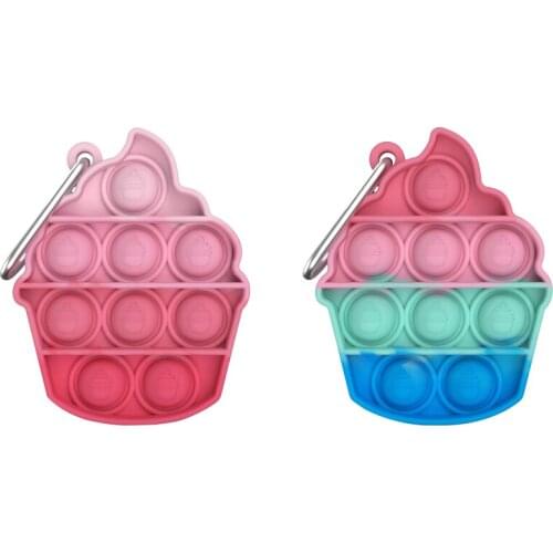 Tie Dye Cake Shaped Push Bubble Sensory Fidget Keychain Autism Relief Stress Adult Children Desktop Anti Stress Pendant Toys#20