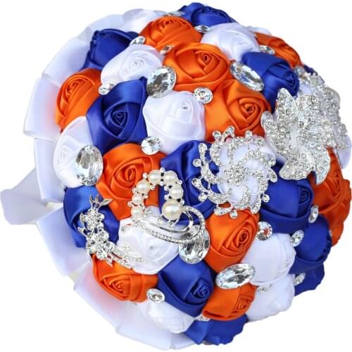 Pearl Rhinestone Bridal Bouquet Wedding Photography Props Bride Holding Flowers Artificial Bouquets Ribbon Rose Decoration Gift