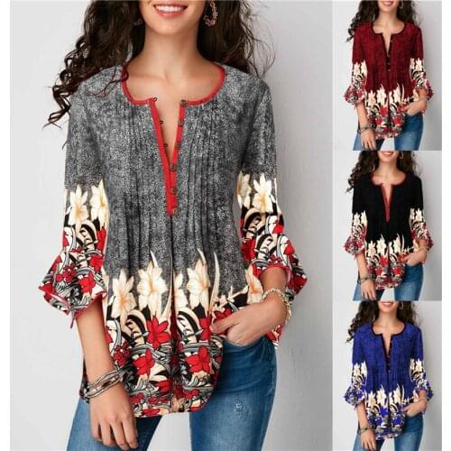 2019 Summer Floral Print Casual Tshirt New T Shirt Women Elegant Plus Size 5XL Top Tee Fashion Harajuku Women Shirts O-Neck